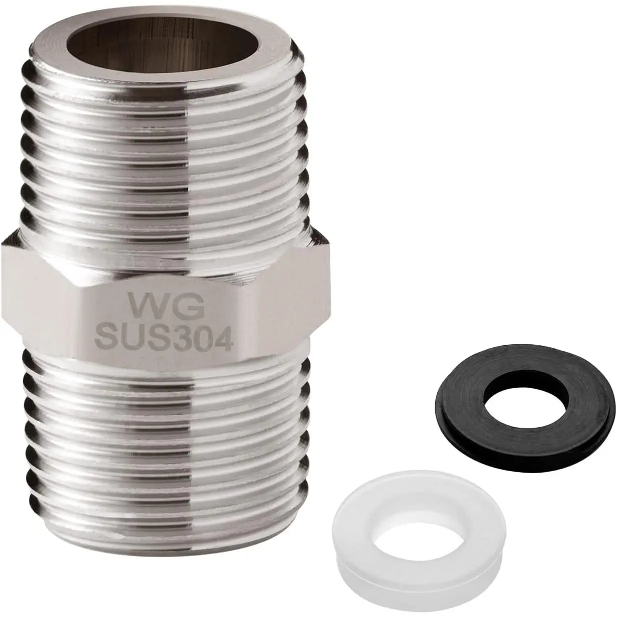 Shower Hose Extension Connector, 1/2 to 1/2 Shower Hose Extender Fitting Extra Long Joint,  to Connect Two Hoses, Solid Stainless Steel, 1 count