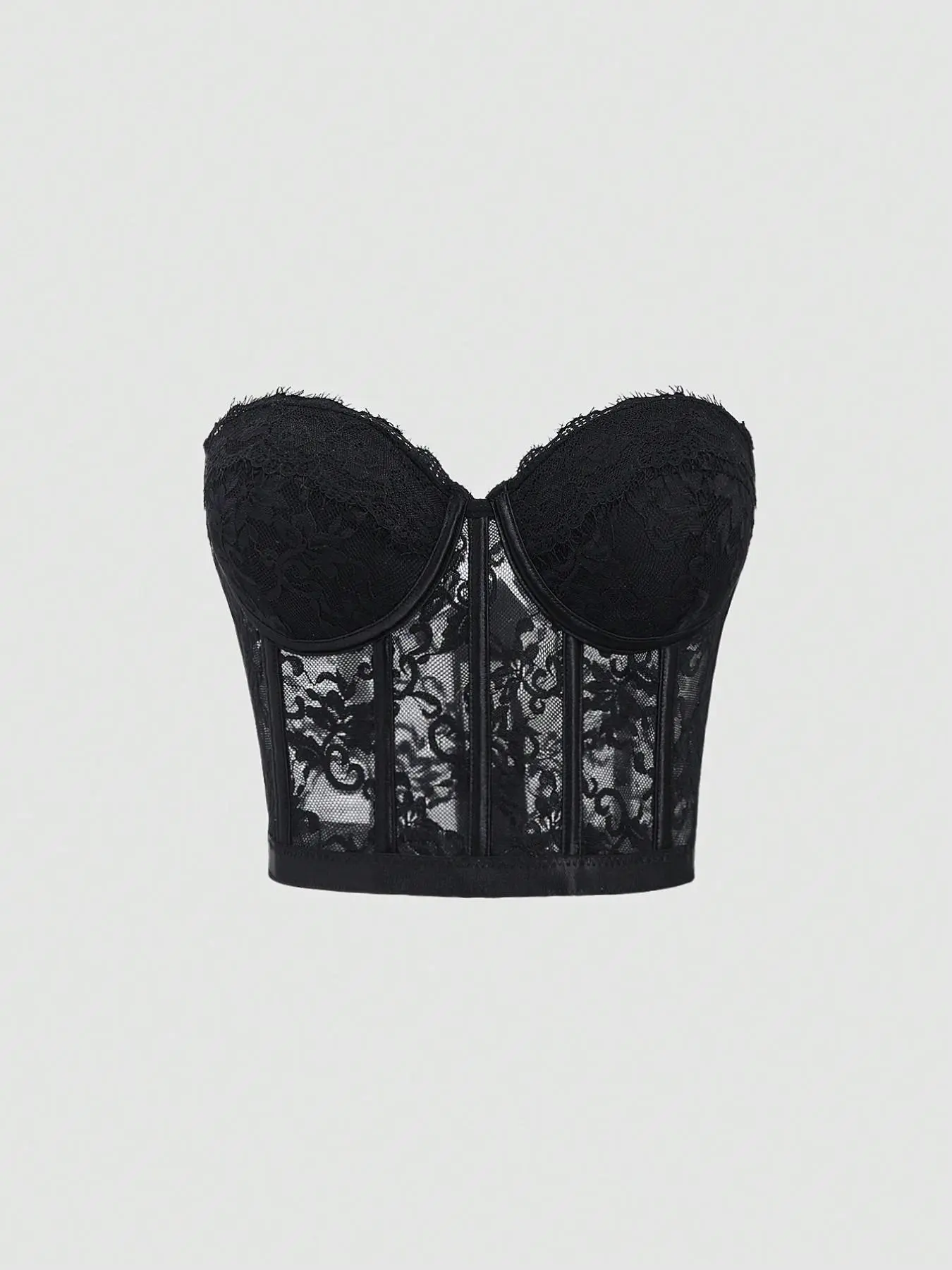 Lace Strapless Bodysuit Top, Sexy Transparent Backless Corset, Vintage Gothic Vest for Dating and Festive, Sizes XS-Xl
