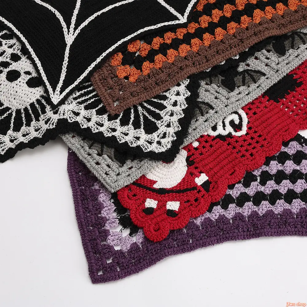 2026 New Halloween Bat Knitted Cotton Triangle Turban Headband for Women Gothic Creative Hair Scarf Wrap, Soft Breathable Versatile Headwear for Party Cosplay Daily Casual Wear, Unique Festival Hair Accessory US Design homedecor