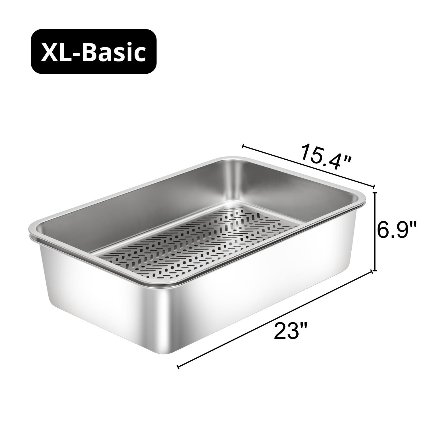 XL Stainless Steel Sifting Cat Litter Box for Pine Pellets, XXL Stainless Steel Pine Litter Box, Bunny Litter Box, High Sides XL Stainless Steel Sifting Cat Litter Box for Pine Pellets, XXL Stainless Steel Pine Litter Box, Bunny Litter Box, High Sides