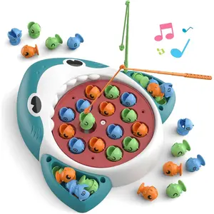 Musical Shark Fishing Game for Kids, 360° Rotating Board, 20 Fish with 3 Rods, Hook Fishing Set for Toddlers, Educational, Fine Motor Skill Activity for Boys and Girlsfidget toys