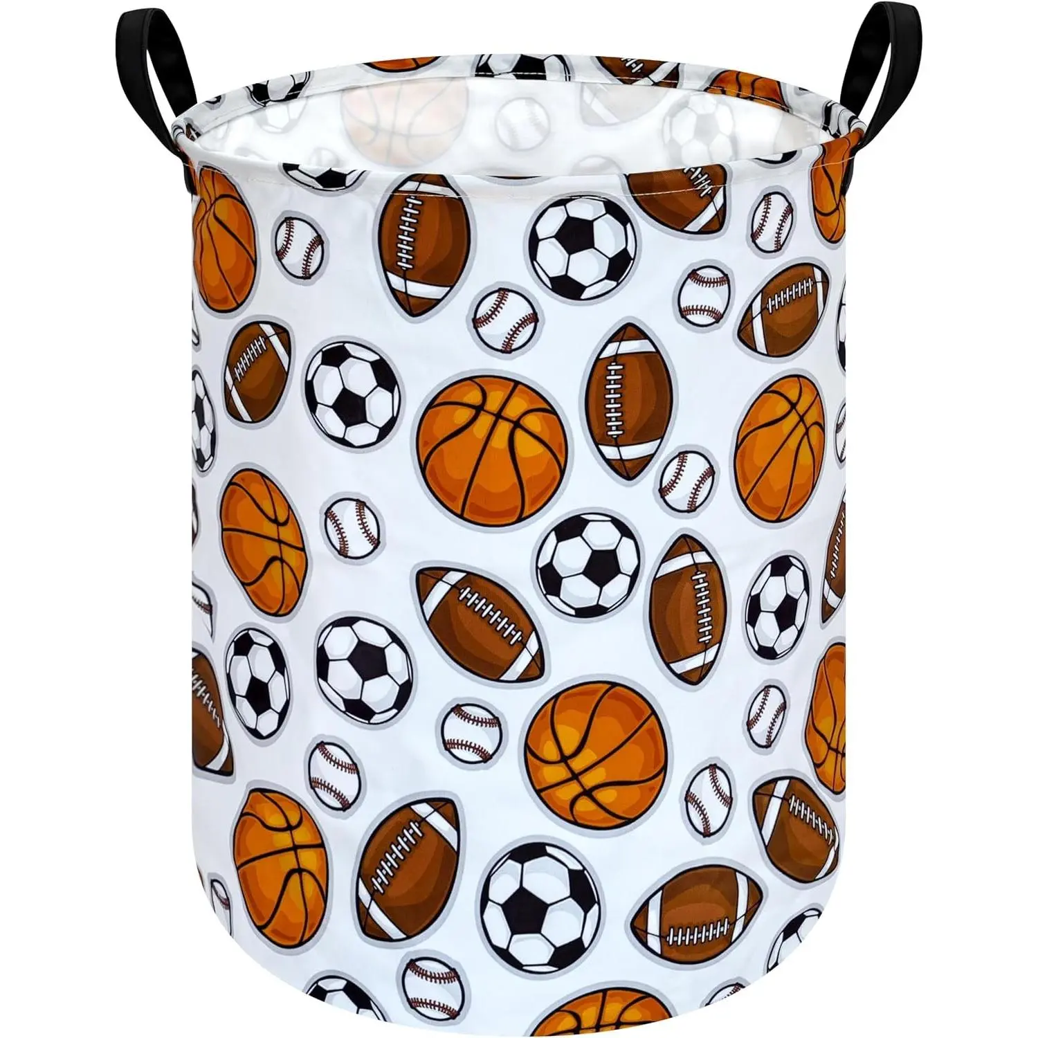 Kids Laundry Hamper Storage Basket Laundry Organizer Hamper Storage Bins Clothes Box Nursery Hamper Gift Basket with Handles (Balls)