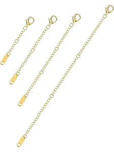4 Pcs Silvery/golden Simple Adjustable Extended Chains for Women Men Premium Stainless Steel Extension Links for Necklaces Bracelets Anklets Durable Extenders Sturdy Lobster Clasp for Quick Secure Attachment Flexible Extended Link Structure