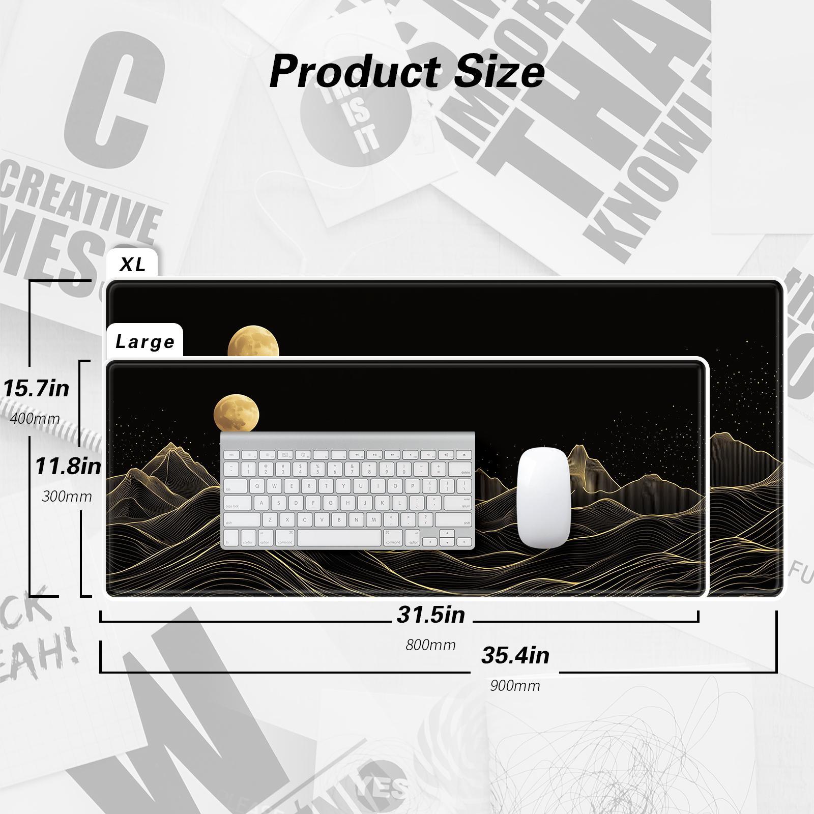 Mountain Pattern Mouse Pad, 1 Count Large Stable Rubber Base Mouse Pad with Stitched Edges, Keyboard Mouse Mat Desk Pad for Work, Game, Office, Home