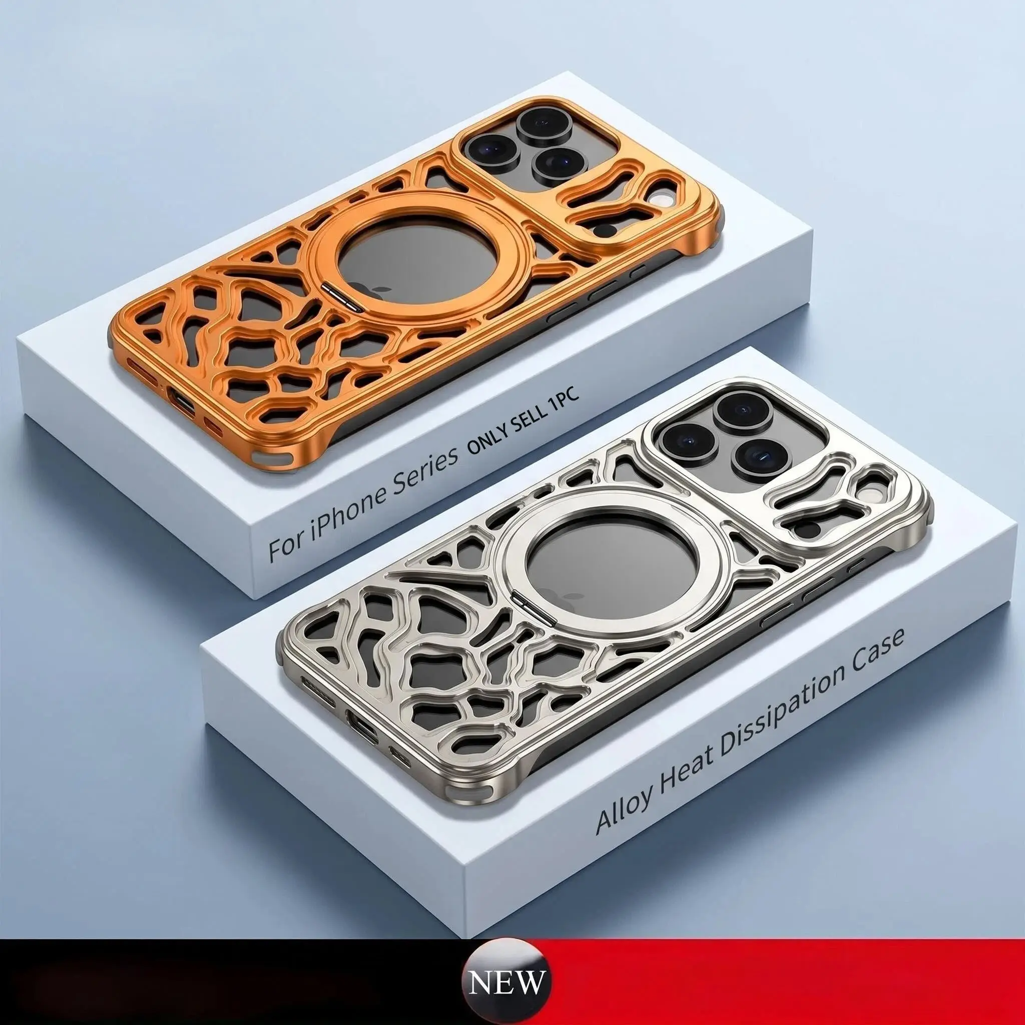 For iPhone 16, 15, 17 Pro Max phone case Cover, 360° rotating stand, magnetic safety protection, shockproof protective casing, car cooling shell
