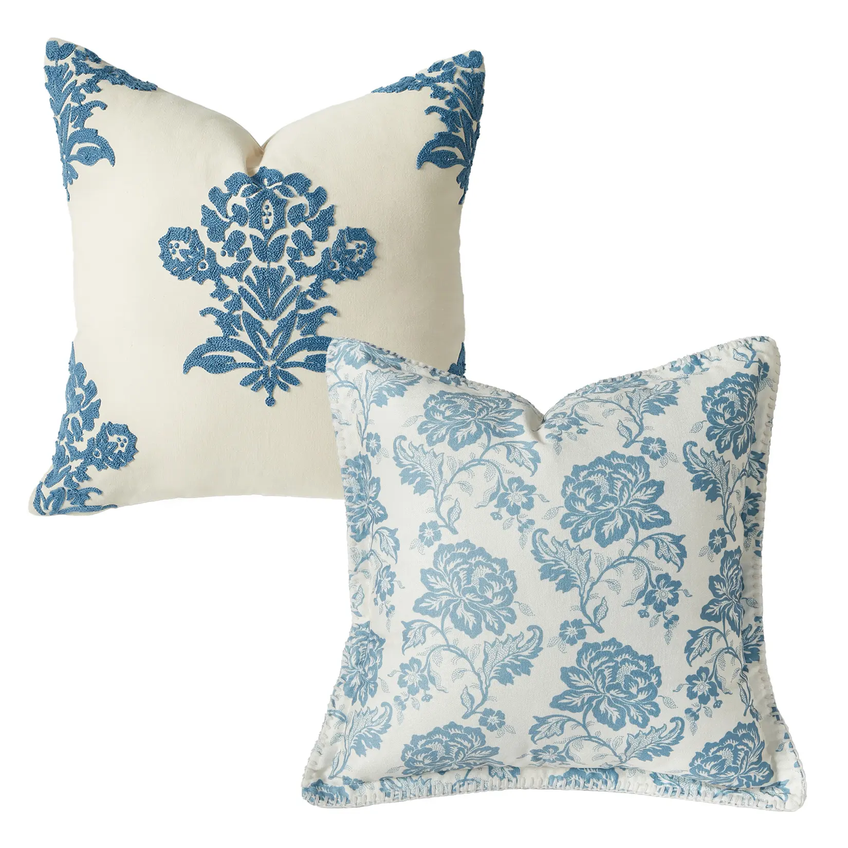 Nordic Style Decorative Cushion Covers, Cotton Polyester Blend Throw Pillowcases – Soft & Durable with Printed Embroidery Design, Perfect for Sofa & Bed, 2 Pack