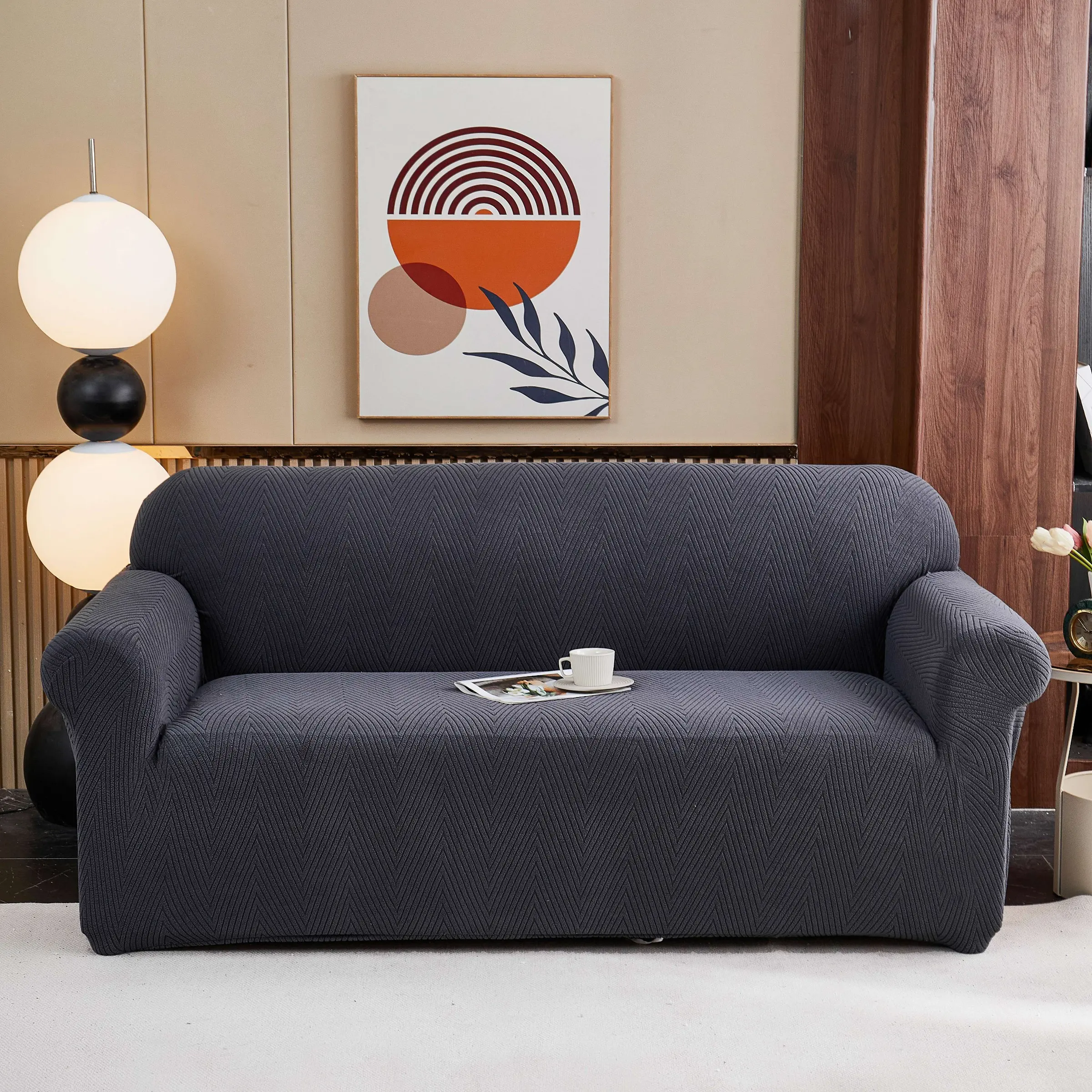 Thickened Fuzzy Dark Sofa Cover, Super Elastic, Pet-Friendly, Luxury Furniture Protector, Washable Couch Protector, Ideal for Dogs and Cats, Fashion Home Decor, Stretch Sofa Cover
