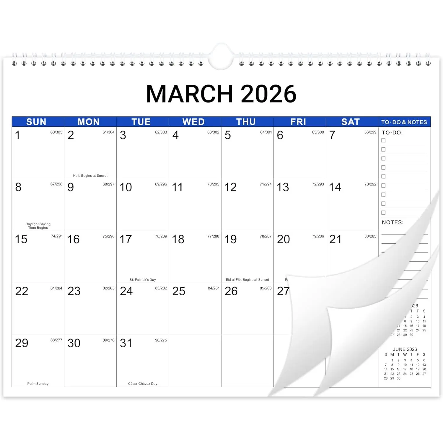 2026 Wall Calendar - 12 Months Wall Calendar, January 2026 - December 2026, 15" x 11.5", Large Writing Blocks, Suitable for   the Wall