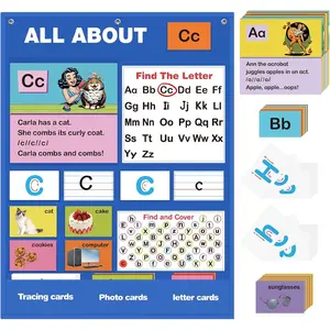 35×27 Inch XL Alphabet Learning Pocket Chart for Toddlers 1-3, Alphabet Wall Chart, Handwriting Practice Letter Tracing for Preschool Classroom Circle Time Learning, Must Have Preschool Classroom Supplies