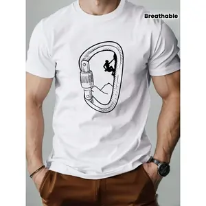 180gMen'S Outdoor Sports T-Shirt, Loose And Easy Short-Sleeve Summer Breathable Pullover, Print Top For Climbers And Hikers
