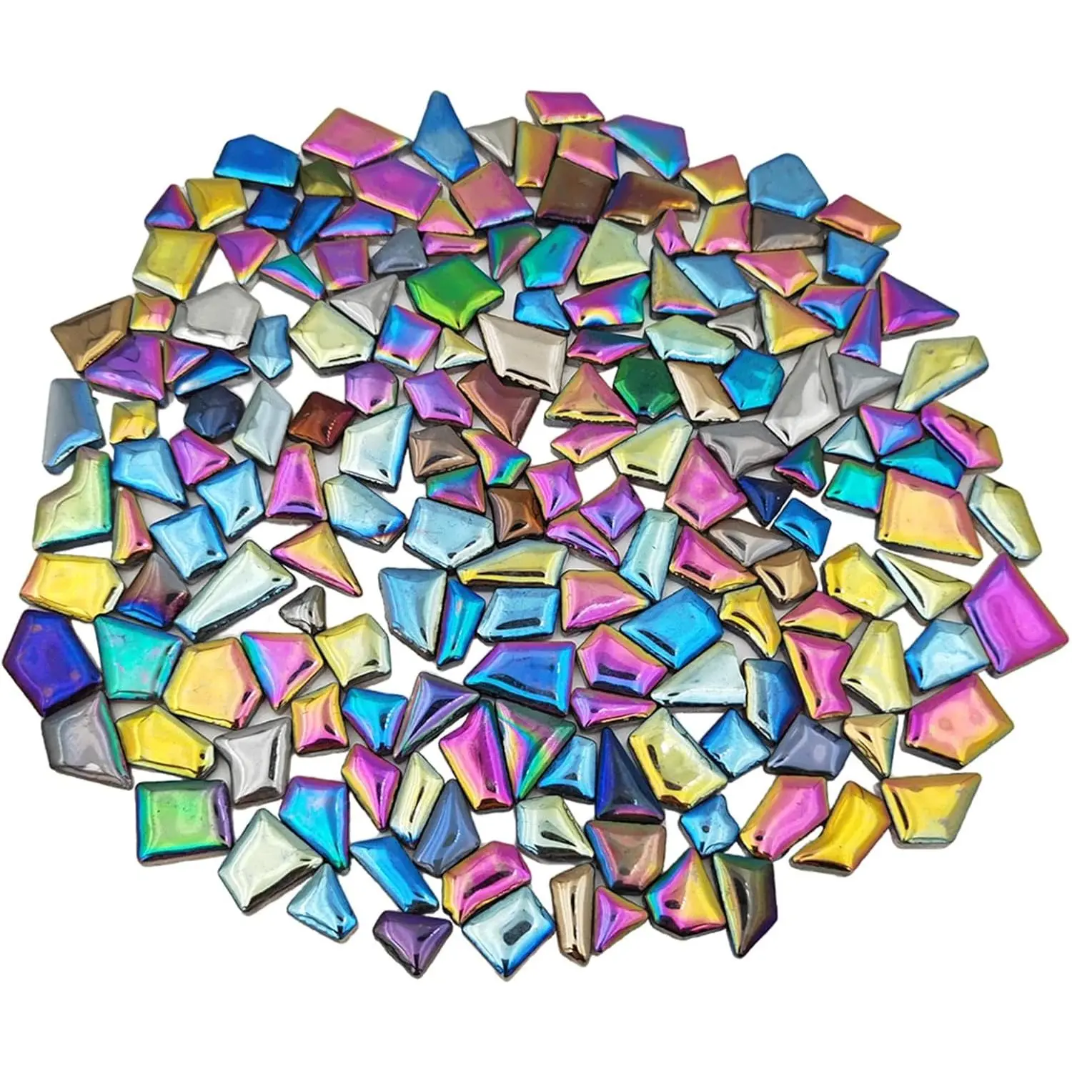 Rainbow Decorative Ceramic Mosaic Tiles, 200g Irregular 0.2"x0.8" Stained Tiles for Crafts and Home Decoration