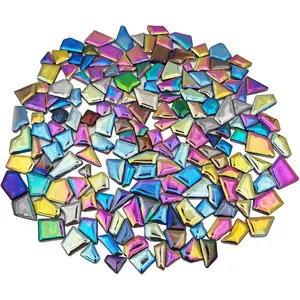 200g Ceramic Mosaic Tiles for Crafts,Irregular Stained Ceramic 0.2"x0.8" Porcelain Mosaic Tiles for Home Decoration (Rainbow)