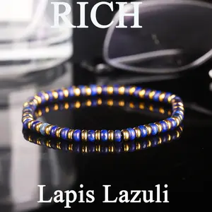 GADASLUY Handmade Lapis Lazuli Abacus Bead Money Bracelet - Wealth Attraction, Elastic Cord Suitable for Daily Wear & Gift, Abundance Prosperity Jewelry for Parents, Year-Round Accessory
