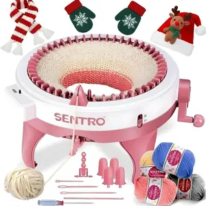 SENTRO Knitting Machine 48  with Row Counter, Crochet Knitting Loom Machine for Beginners Circular Double Knit Loom Crochet Knitting Machine Kit for Hat Socks