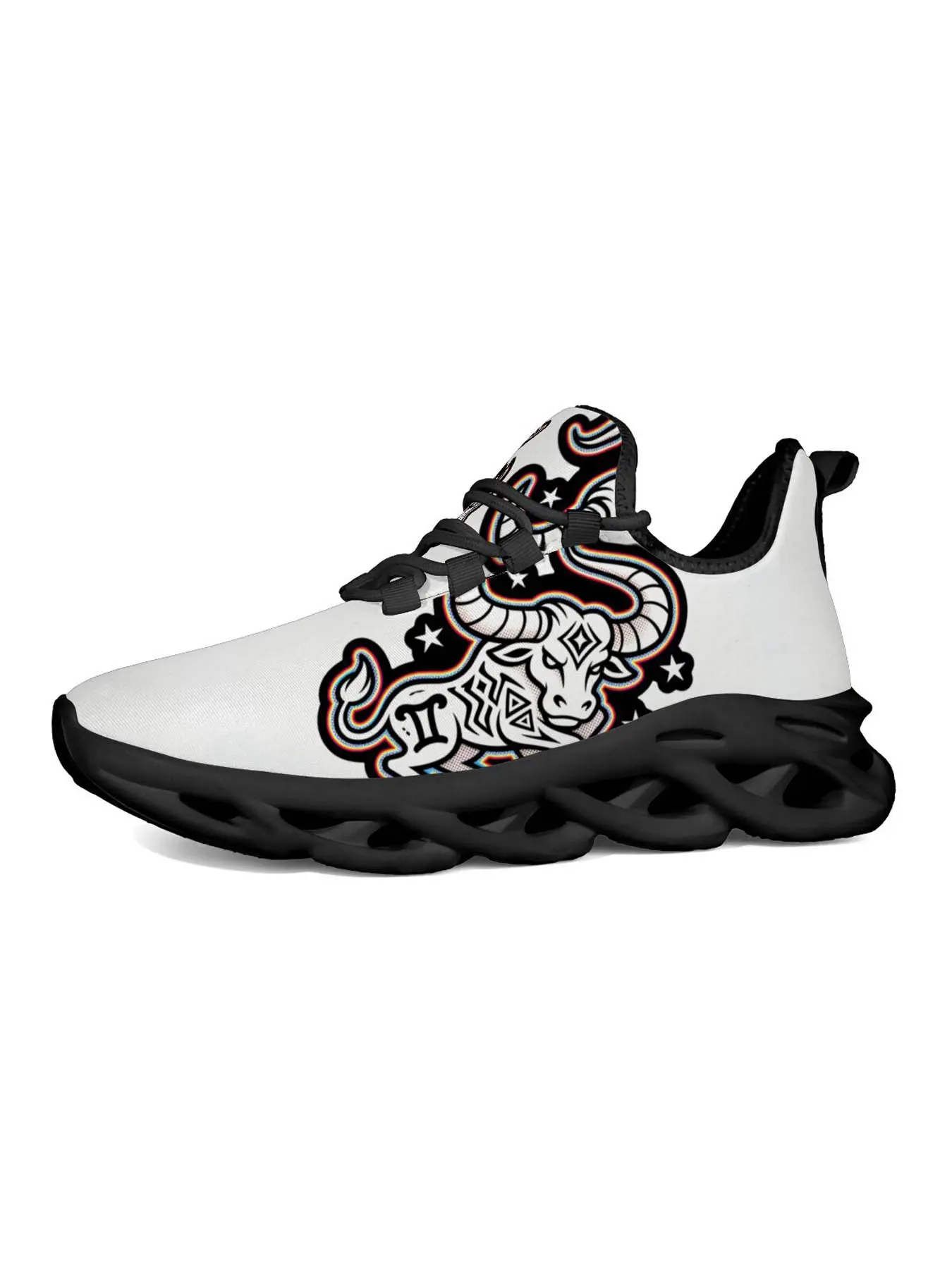 Taurus Zodiac Sports Shoes, Artistic Style Colorblock, Unique Print, Shock Absorbing Sole, Fashionable Classic, Women's Casual Training Shoes