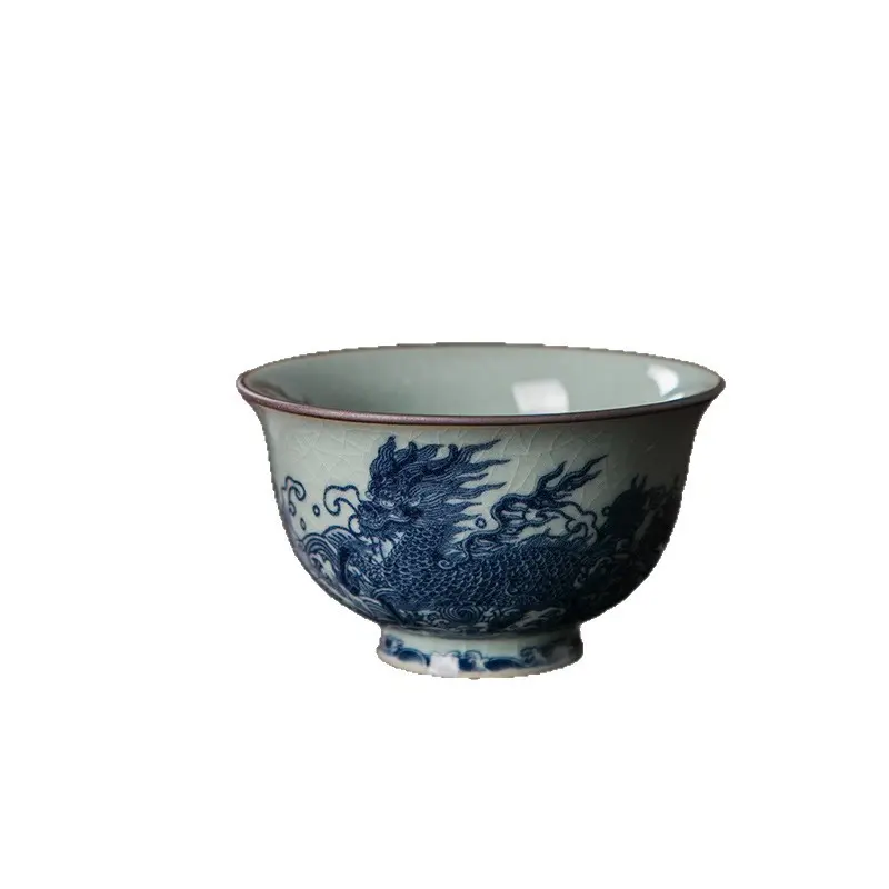 Traditional Open Kiln Jianzhan Hand-Cup - Hand-Built Ceramic, Natural Porcelain Mineral Material, Unicorn Pattern Auspicious Animal, 80g Metamorphosis Multi-Functional Collector’s Item