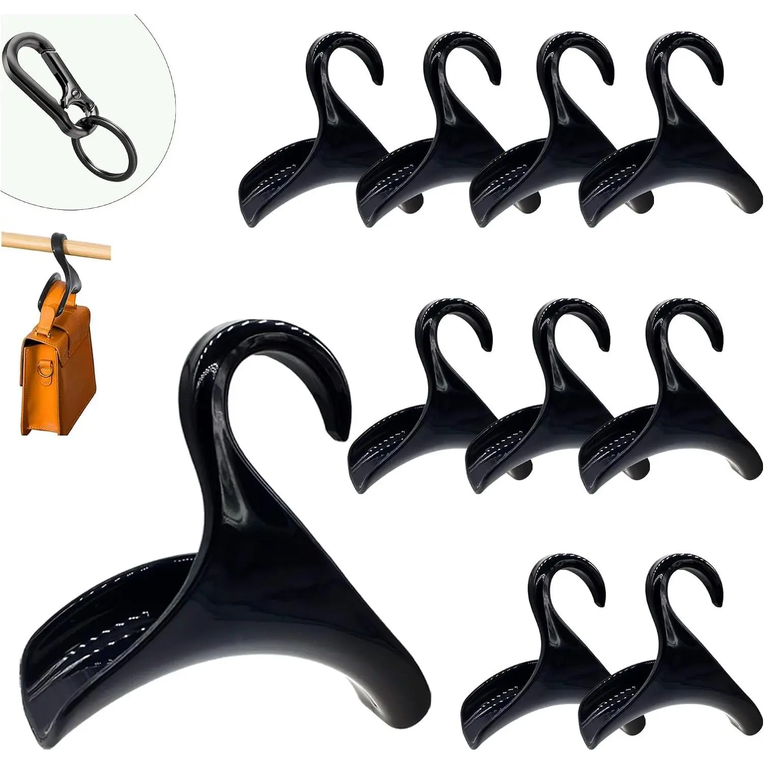 Purse Hanger Closet, Bag Hanger 11PCS Purse Holder for Closet Backpack Hanger Hook for Organizer Storage Purses Tote Bag Backpacks Handbags(Black)