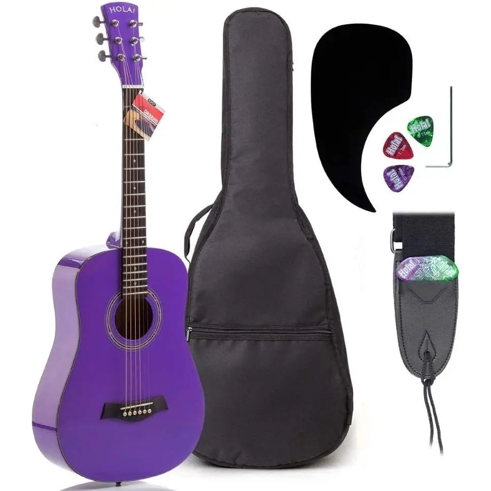3/4 Size Comfortable Scaled-Down Acoustic Guitar Bundle for Beginners - 6 Strings, 36in, Solid Spruce Top, Rosewood Fingerboard, Mahogany Body, Glossy Finish, with Backpack Straps