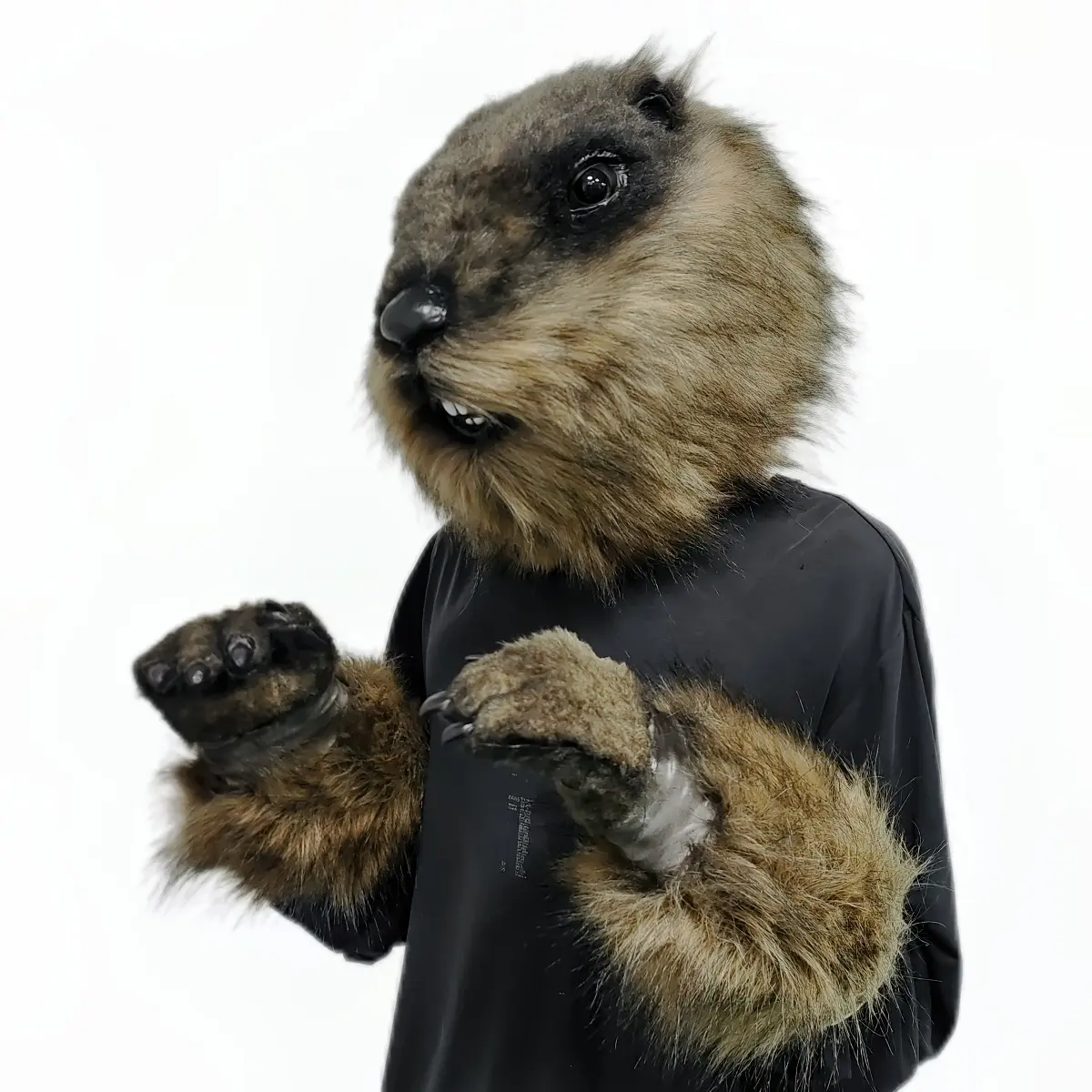 Realistic Groundhog Latex Mask with Cute Plush Texture and Open Mouth Teeth Design, Animal Costume Prop for Parties, Cosplay, Halloween and Theme Events, Fun Dress Up Accessory for Adults and Kids, Creative Holiday Gift