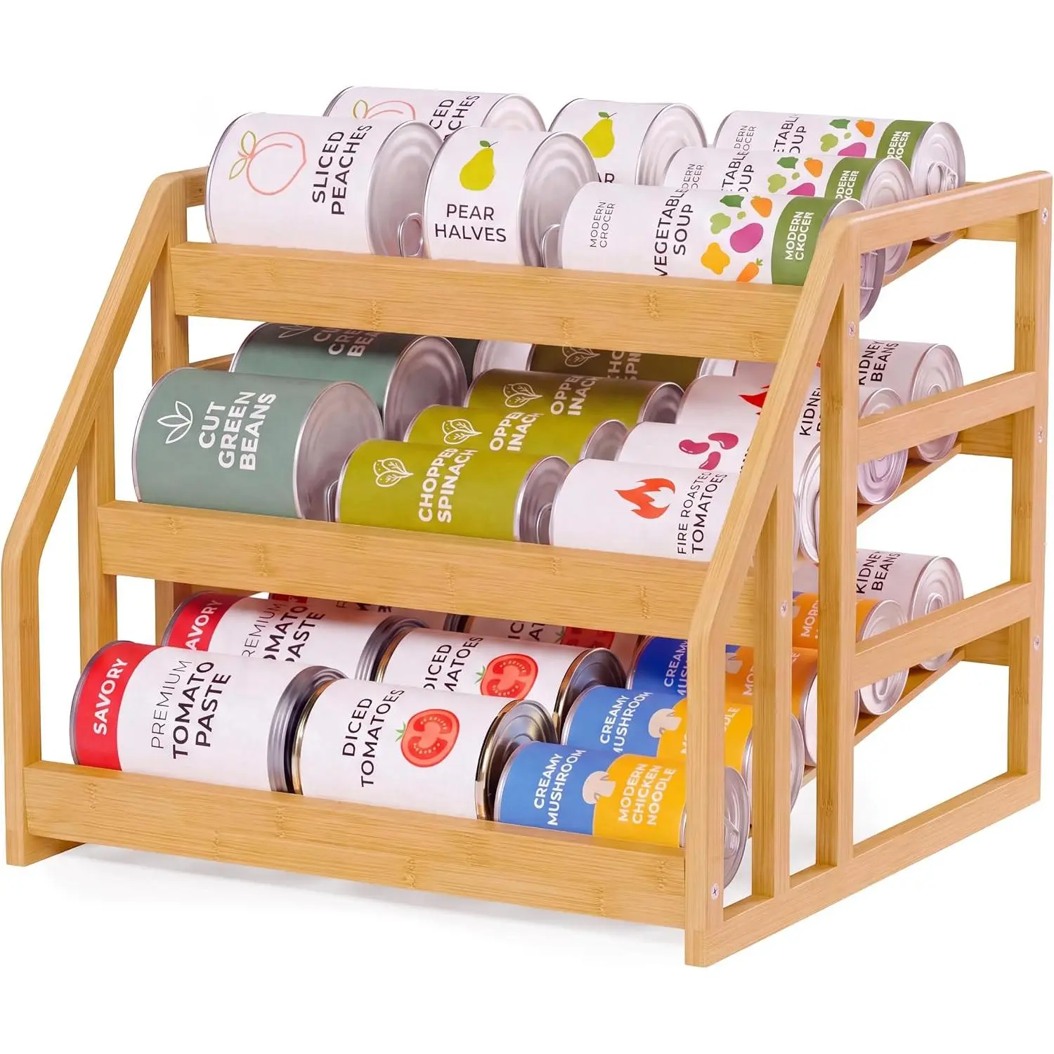 Can Organizer for Pantry - 3 Tier Rack with Adjustable Dividers, Gravity Feed Canned Goods Organizer, 36 Cans Soda Storage