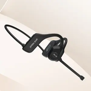 Open-ear headphones with microphone, 32 g Bluetooth headset with microphone, dual connection Bluetooth 6.0 with noise cancellation mute function, wireless headset with microphone for sports, work, drivers, call centers