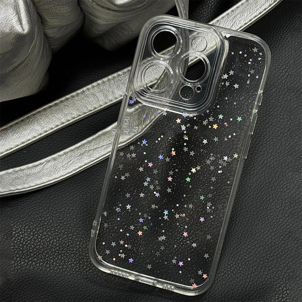 Luxury Bling Star Sequins Glitter Phone Case For iPhone 17 16 15 14 13 12  Pro Max  Clear Powder Sparkle Cover