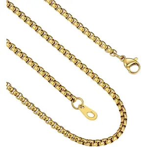 Stainless Steel Square Box Chain for Men | Silver/Gold/Black Rolo Necklace for Pendant | 2mm/3mm/6mm/8mm Width | No Tarnish, Hypoallergenic Hip Hop Jewelry with Gift Box | 18"-30" Length