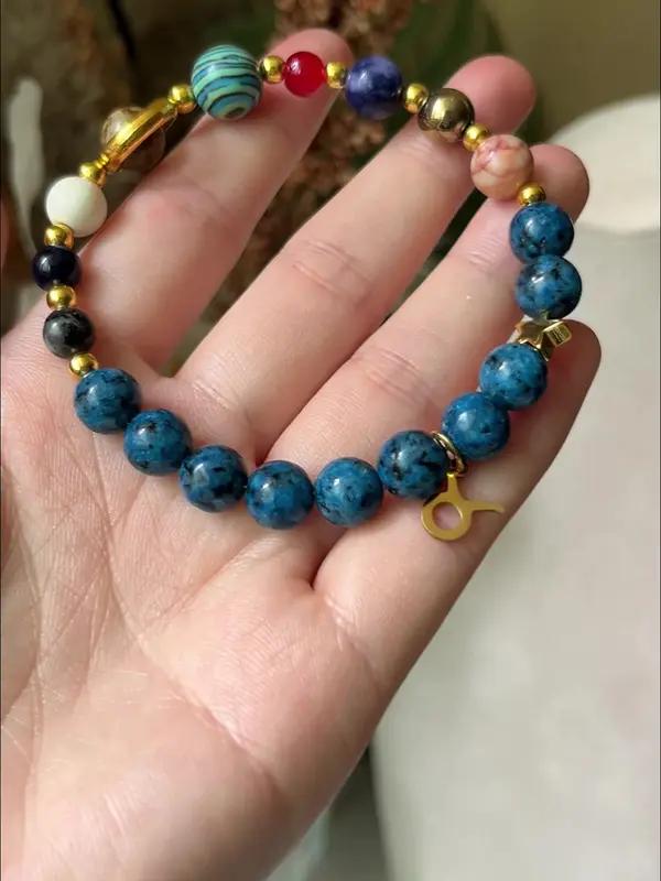 Crystal bracelet with zodiac beads, unisex, fashionable jewelry gift idea, trendy accessory, perfect birthday present.