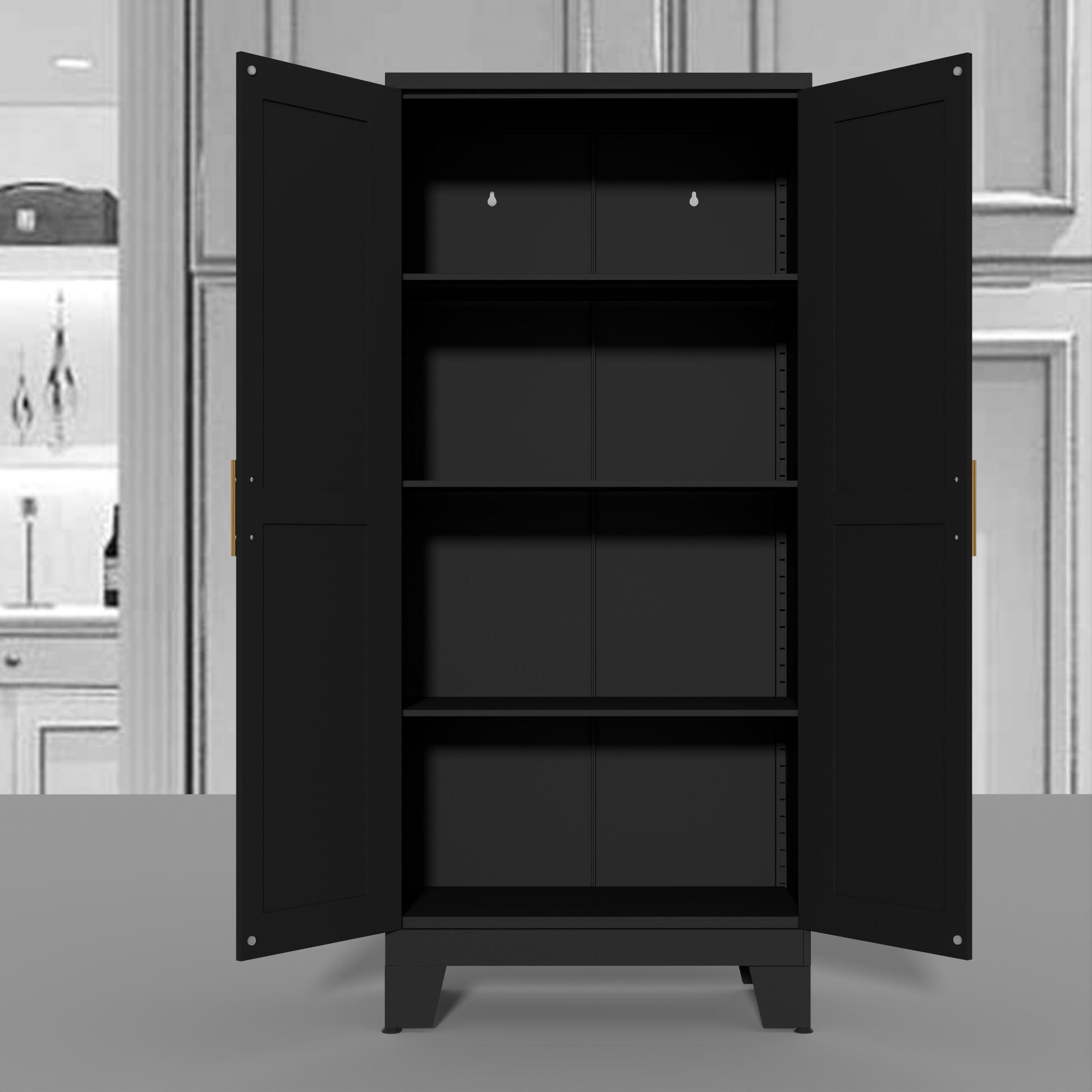 61.02" Pantry Cabinet, Kitchen Pantry Storage Cabinets with Adjustable Shelves and Feet, White Pantry Storage Cabinet for Kitchen, Dining Room, Living Room and Bathroom Cupboard Furniture