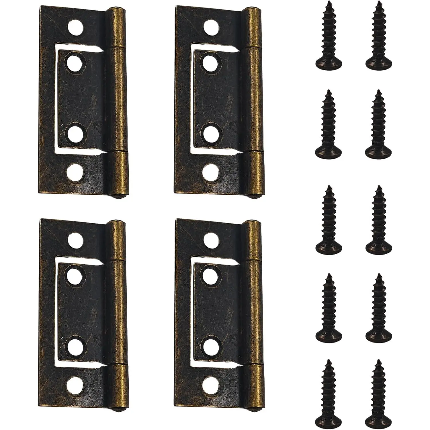 4 count 2" x 0.9" Non-Mortise Cabinet Hinges, Door Hinge with Mounting Screws,  Style  Hinges for Furniture, Windows, Cupboard (Bronze)