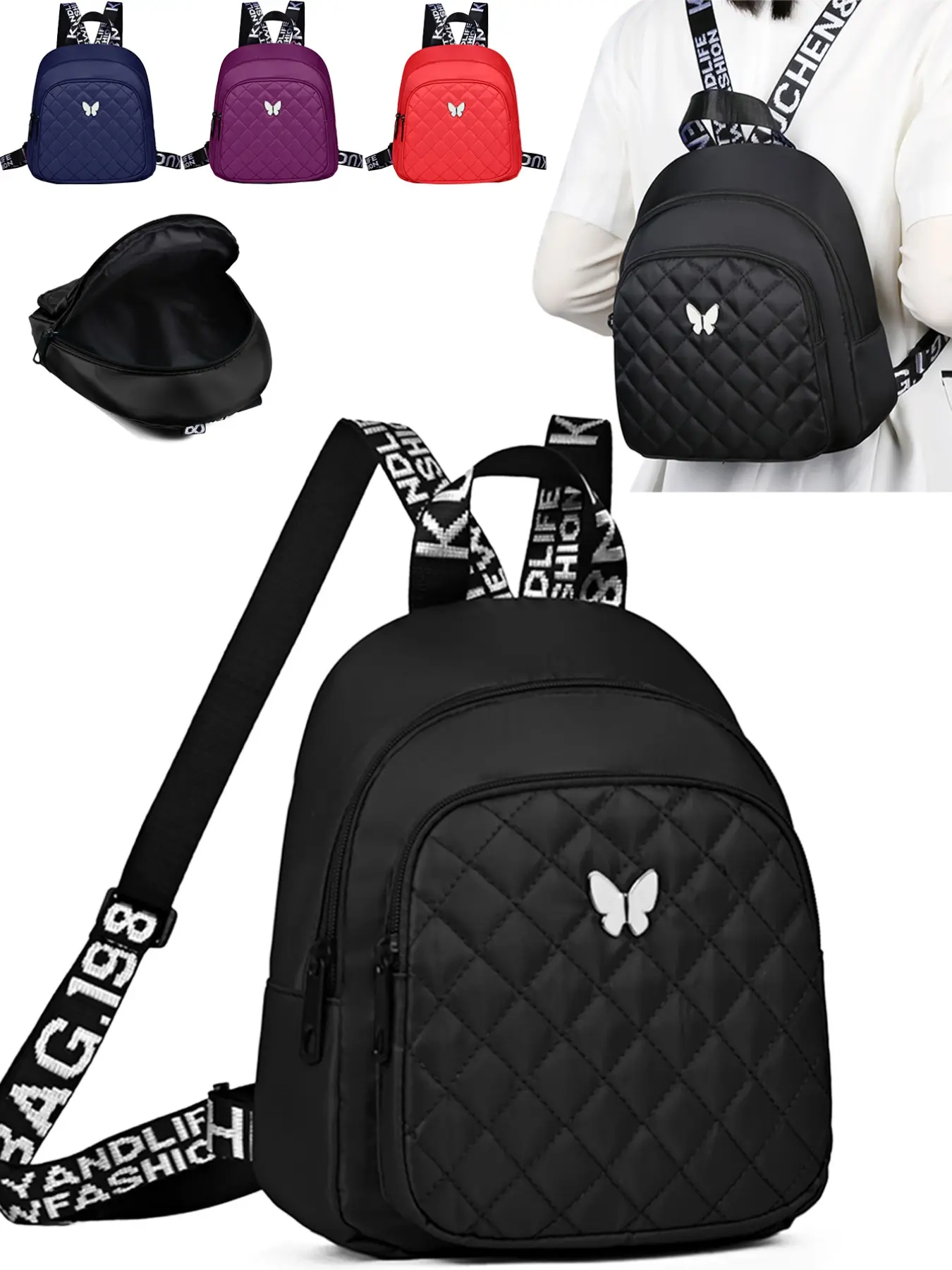 Women's Small Fashionable Classic Versatile Quilted Nylon Backpack For Travel, Lightweight Ultra-Light Daily Commute Bag, Casual Shopping Travel Shoulder Bag, Everyday Backpack, Quilted Casual Daypack