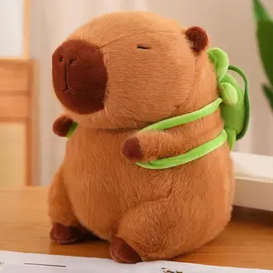 Cute Turtle Backpack Capibara Strawberry Hat Capybara Plush Toy Stuffed Animals Soft Doll Kids Toys Birthday Gift Pendant Decor