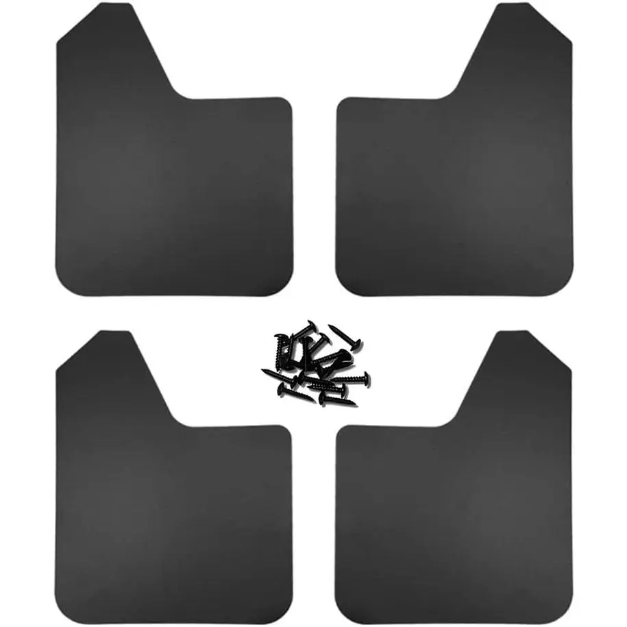 4PCS Universal Car Mud Flaps, Vehicles Mudguard Splash Guards Front and Rear Set, Flexible and Bendable Mudflaps Dirty Fenders, Auto Accessories Compatibility with Pickup SUV Van (Black)