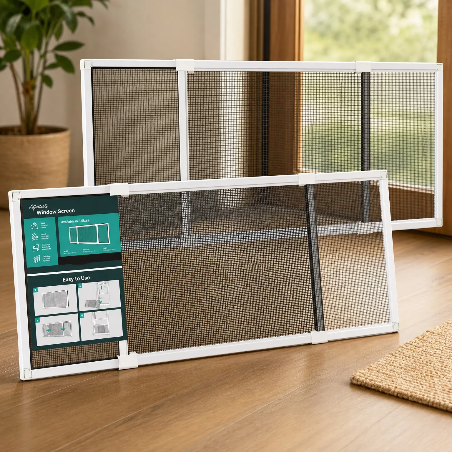 Expandable Horizontal Window Screen, 10" H x 19.6" - 36" W, 2 Pack | Adjustable Replacement Window Screens for House WindowsGift