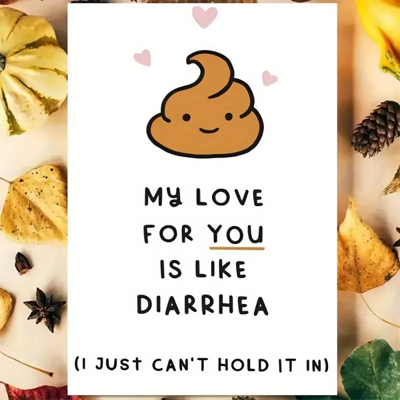 1 Valentine's Day card with "I love you... wait, let me explain!" - Funny poop and heart-shaped design suitable for couples who tease each other | Perfect choice for anniversary and birthday surprises