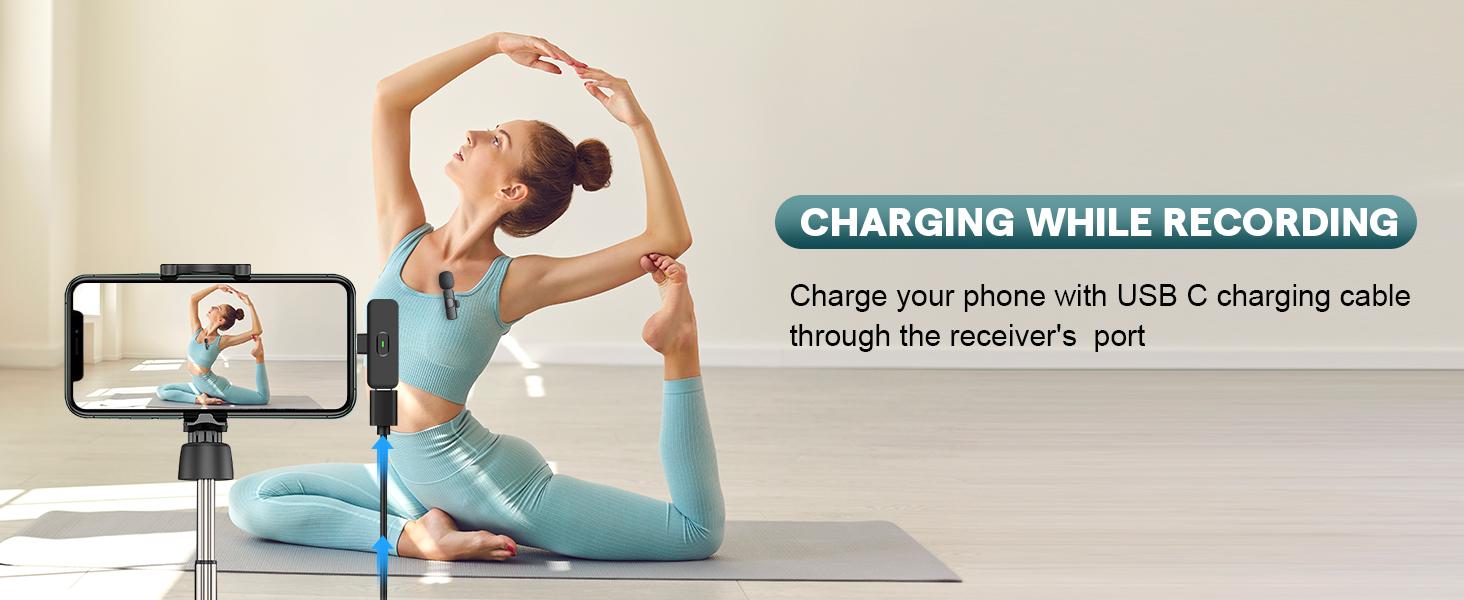 SQ-KBK002 Professional Wireless Mini Microphone for iPhone, iPad, Android Phone - Bluetooth Lavalier Lapel Mic for Video Recording - Clip on USB C Microphones for YouTube Tiktok Podcast Vlogging