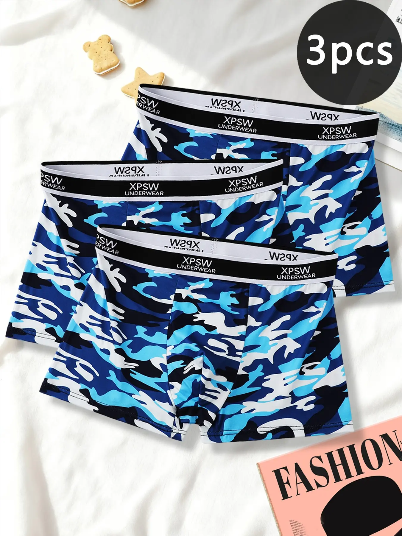Men's Camouflage Briefs, Deep Tactical Style, All over Print, Wrinkle-Resistant Ice Silk Fabric, Casual Fitted Underwear