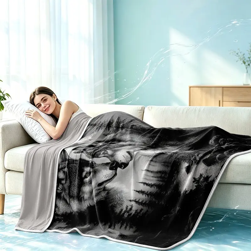 Printed Dual-Layer Summer Blanket, Ultra Soft Cool Breathable Comfort Lightweight Air Conditioning Blanket, Bedroom Sofa Office Use, Lightweight Breathable Throw
