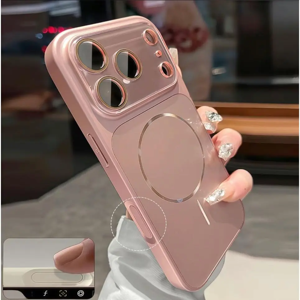 Magnetic AG Nano Scrub Skin Sense Liquid Silicone Soft Case, TPU + PC Shockproof Shell for iPhone Series (17 Pro Max, 16, 15) - Mobile Phone Accessories, Fits iOS Devices