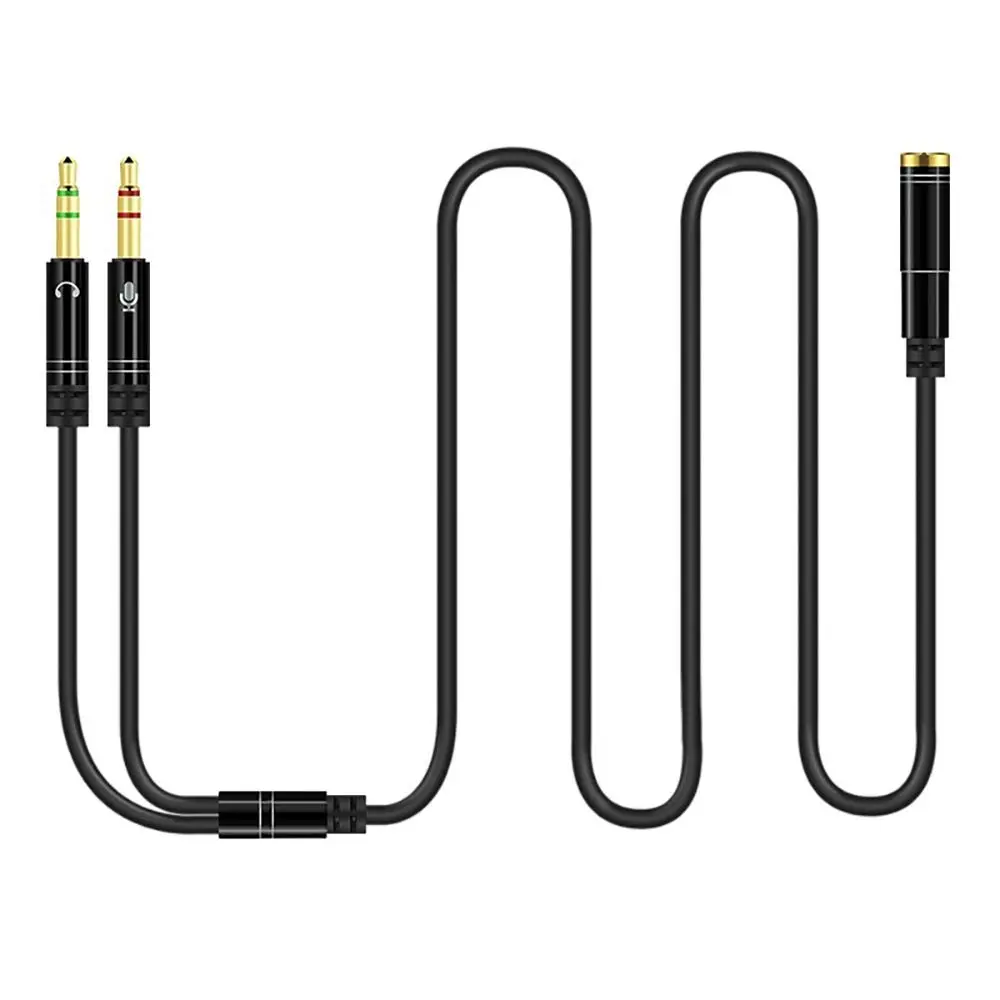 Headphone Splitter for Computer 3.5mm Female to 2 Dual 3.5mm Male Headphone Mic Audio Y Splitter Cable Smartphone Headset to PC Adapter(100CM, Black)