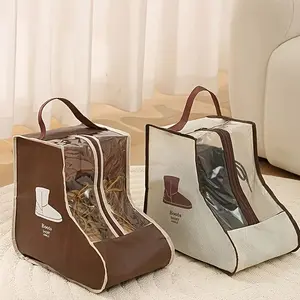 2 Transparent Boot Storage Bags with Handles, Dustproof and Moisture-Resistant, Ideal for Flat Shoes, Short Boots, Long Boots, Modern Organizer