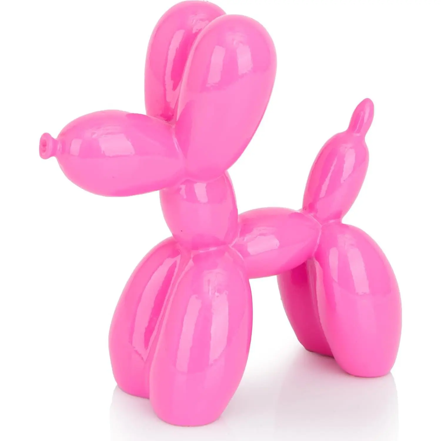 Vibrant Pink Balloon Dog Statue Decor, 4 inch Small Knick Knacks Balloon Animal for Shelf Decor