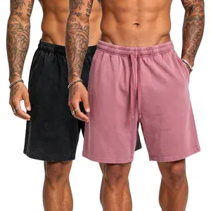 1/2 Pack Summer Unisex Solid Vintage Washed Shorts, Oversize Loose Trendy Bottoms For Slow Relaxed Daily Outfit Coordination Urban Daily Errands Casual Social Sessions