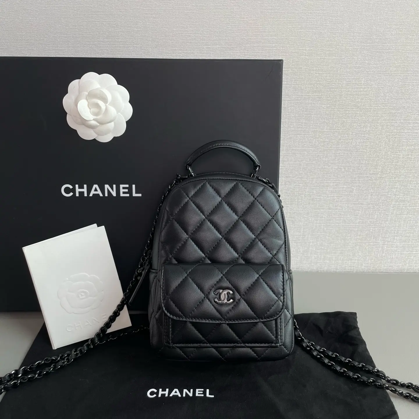 Pre-owned Chanel 25P Lambskin mini Backpack Luxury Bag P06E16018