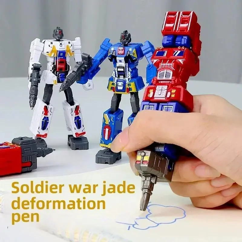 2IN1 Transformation Robot Toy Deformable Ballpoint Pen Rotary Joint Robot Deformation Action Figure Model Toys Deformed Robot