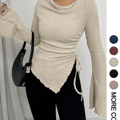 【Black Friday】Women's Basic Long Sleeve T-Shirt for Fall & Winter, Casual Slim-Fitting Soft Knit Top, Comfortable and Fashionable Everyday Wear