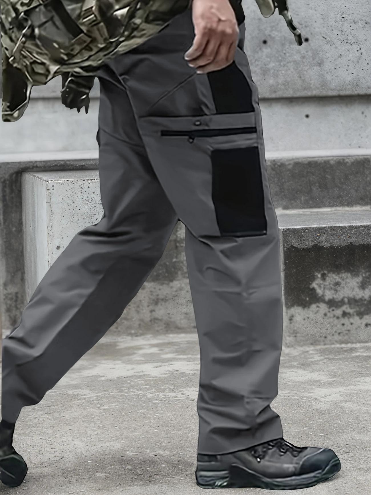 HOMUG Men's Solid Color Tactical Work Pants,230g/m² new fabricwith Multiple Pockets and Zipper Closures, Durable Outdoor Training Pants, Available in Multiple Colors, Fishing, outdoor activities, work, hiking, campingSuitable for Spring and Autumn Wear.