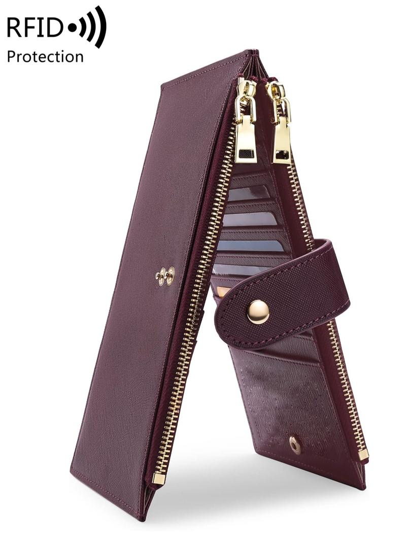 Women's Elegant Long Wallet, Casual Versatile Zipper Rfid Blocking Bifold Wallet, Multi Card Slot Wallet for Daily Use