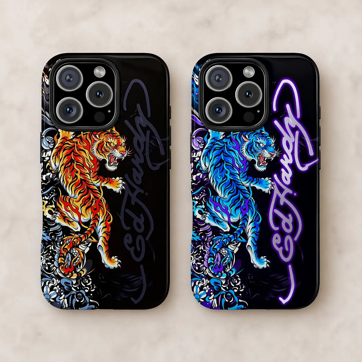 Ed Hardy Phone Case,  MagSafe-Ready Magnetic，Pink Skull Leopard Tattoo Y2k Aesthetic Tiger Collage, Lightweight Slim Durable TPU Lining, for iPhone 11/12/13/14/15/16/17 ProMax Plus Phones, Perfect Gift for Cat Lovers