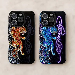 Ed Hardy Phone Case,  MagSafe-Ready Magnetic，Pink Skull Leopard Tattoo Y2k Aesthetic Tiger Collage, Lightweight Slim Durable TPU Lining, for iPhone 11/12/13/14/15/16/17 ProMax Plus Phones, Perfect Gift for Cat Lovers